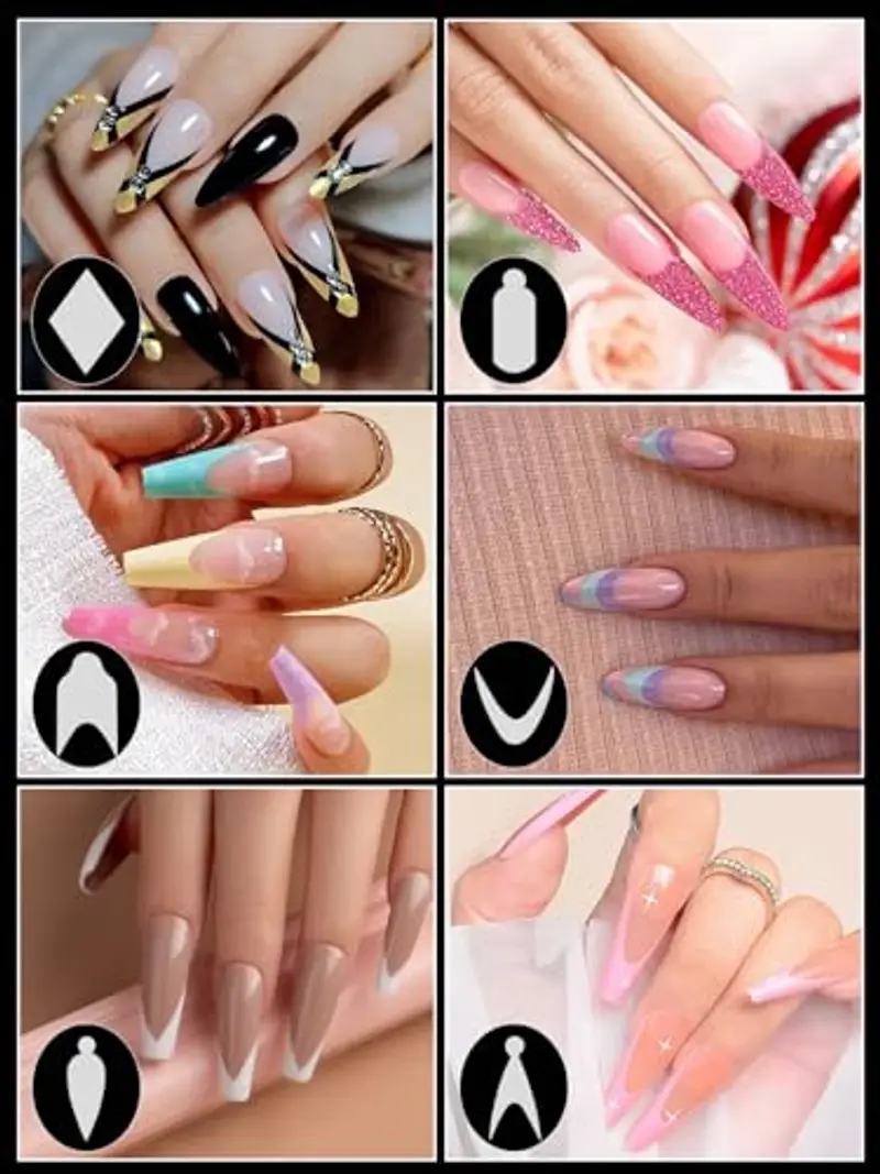 EBANKU 144 PCS French Nail Form Stickers, Silicone Stencil Stickers per Dual Form Riutilizzabili Stencil per Unghie Adesivi per Unghie per Unghie French Manicure miniatura 3