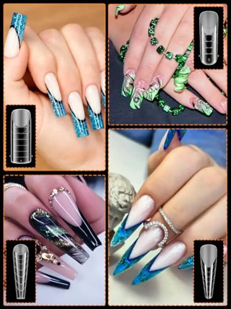 EBANKU 192 PCS Unghie Finte Nail System Dual Nail Form Matte Sistema per Unghie Strumenti per Manicure per Unghie con 96 Film per Unghie French Clip Pennello Polygel a Doppia Estremità e Lima miniatura 3