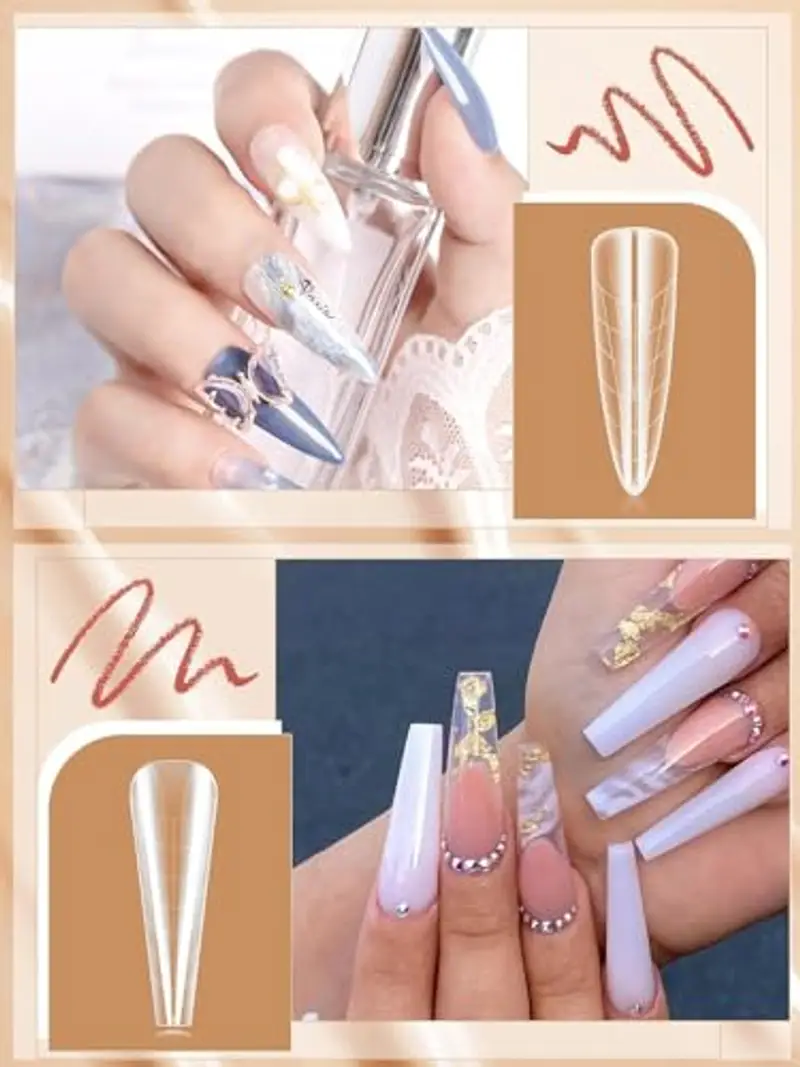 EBANKU 288 PCS Unghie Finte Nail System Dual Nail Form Matte Sistema per Unghie Strumenti per Manicure con 72 Film per Unghie French Manicure (6 stili) miniatura 3