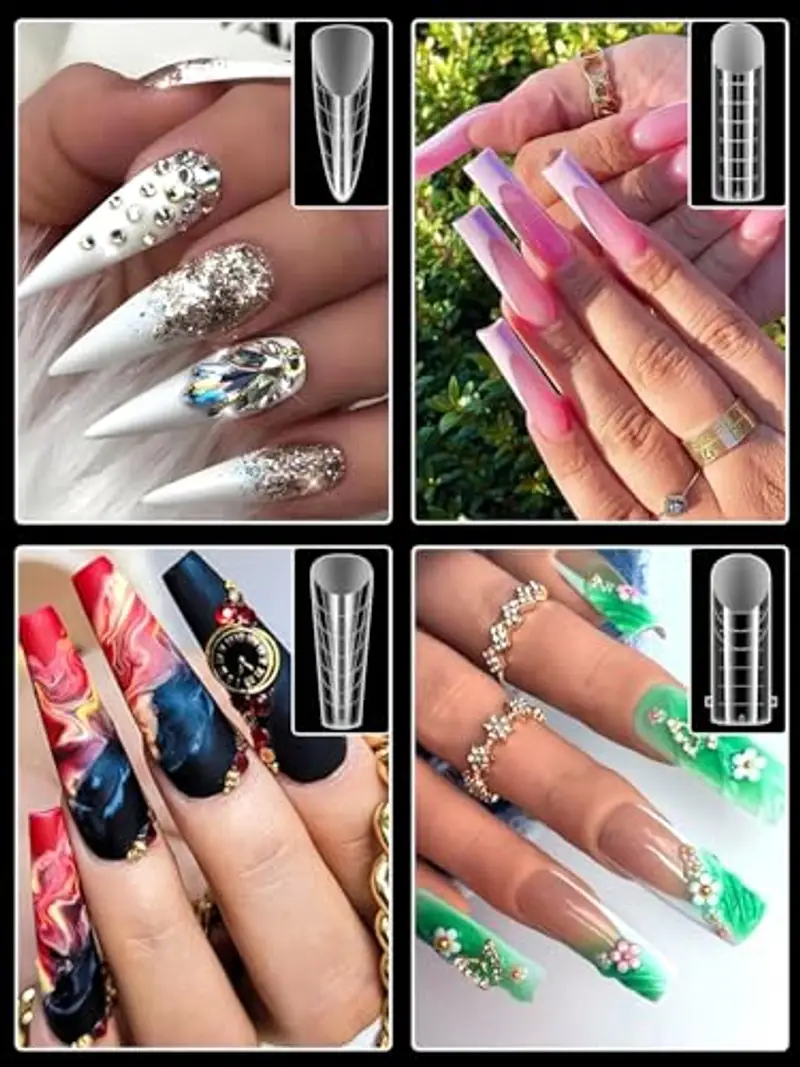 EBANKU 288 PCS Unghie Finte Nail System Dual Nail Form Matte Sistema per Unghie Strumenti per Manicure per Unghie con 120 Film per Unghie French Manicure (12 stili) miniatura 2