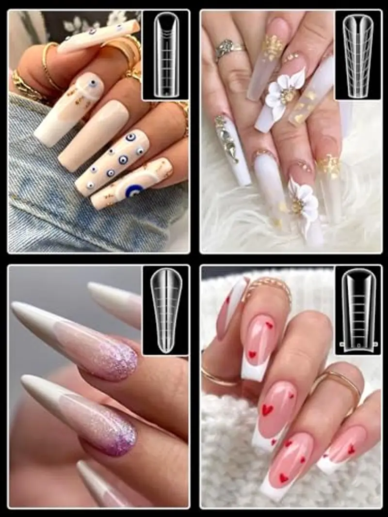 EBANKU 288 PCS Unghie Finte Nail System Dual Nail Form Matte Sistema per Unghie Strumenti per Manicure per Unghie con 120 Film per Unghie French Manicure (12 stili) miniatura 3