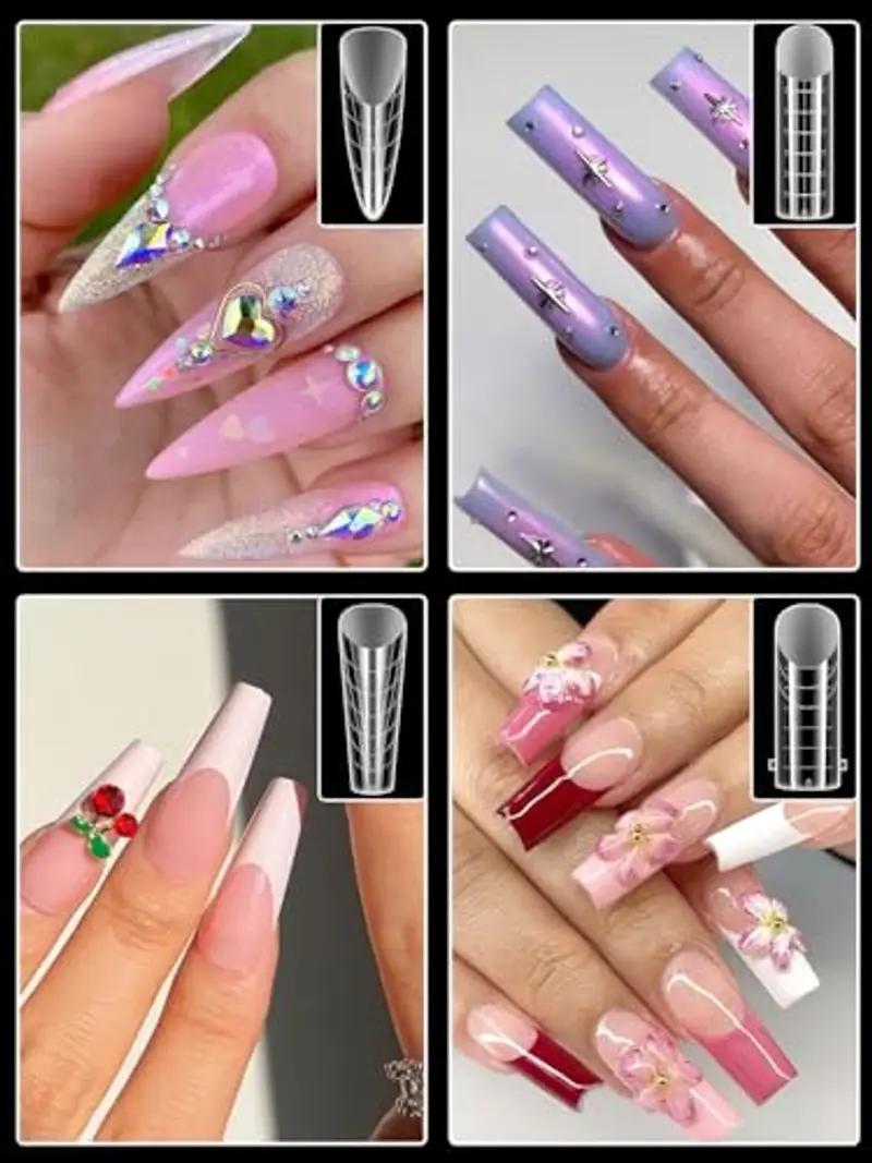 EBANKU 288 PCS Unghie Finte Nail System Dual Nail Form Matte Sistema per Unghie Strumenti per Manicure per Unghie con 120 Film per Unghie French Manicure (12 stili) miniatura 2