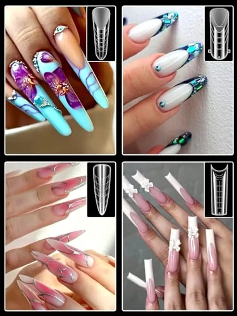 EBANKU 288 PCS Unghie Finte Nail System Dual Nail Form Matte Sistema per Unghie Strumenti per Manicure per Unghie con 120 Film per Unghie French Manicure (12 stili) miniatura 3