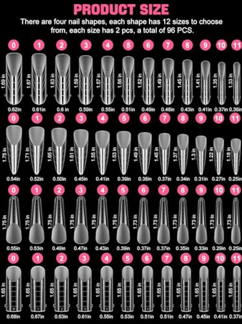 EBANKU 96PCS Unghie Finte Nail System Dual Nail Form Matte Sistema per Unghie Strumenti per Manicure per Unghie con Scala Graduata (4 stili) miniatura 2