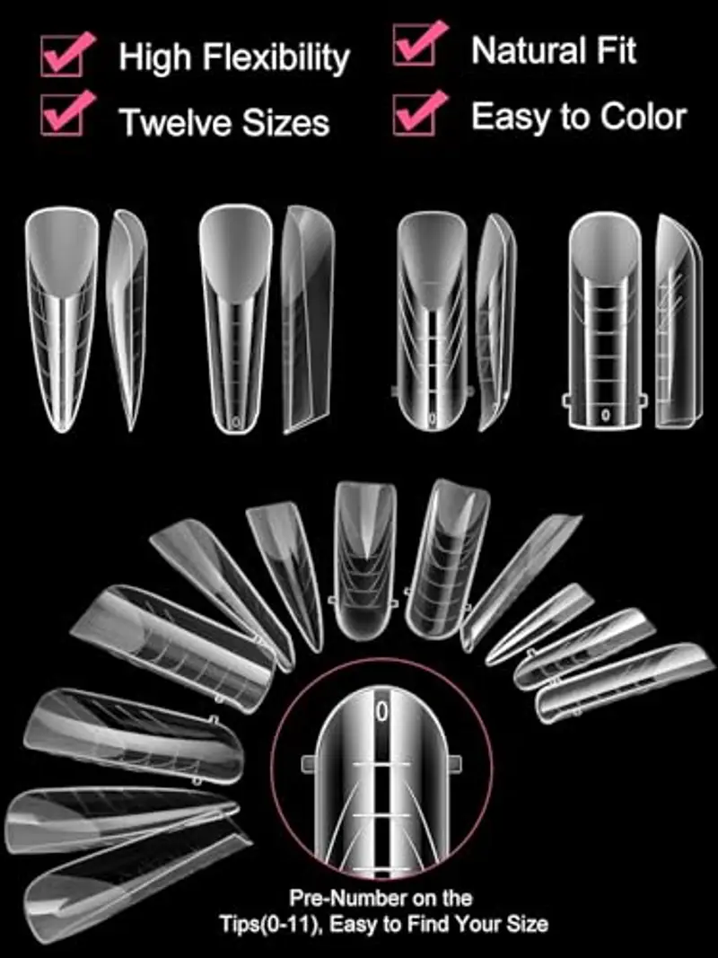 EBANKU 96PCS Unghie Finte Nail System Dual Nail Form Matte Sistema per Unghie Strumenti per Manicure per Unghie con Scala Graduata (4 stili) miniatura 3