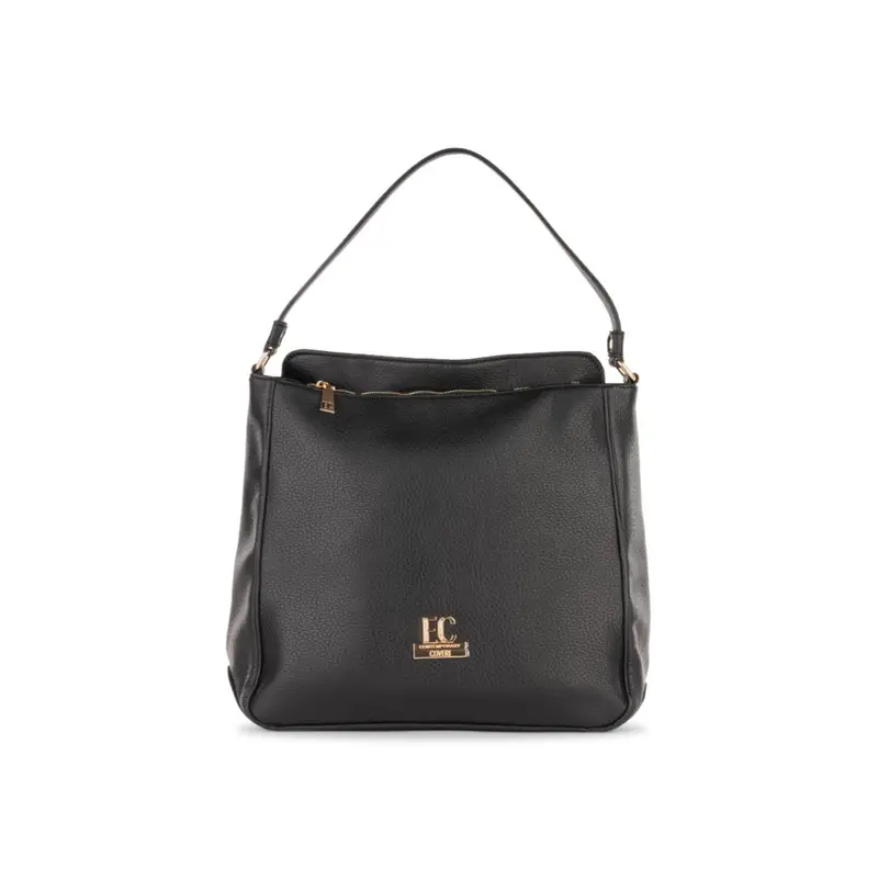 Borsa nera da donna con logo dorato