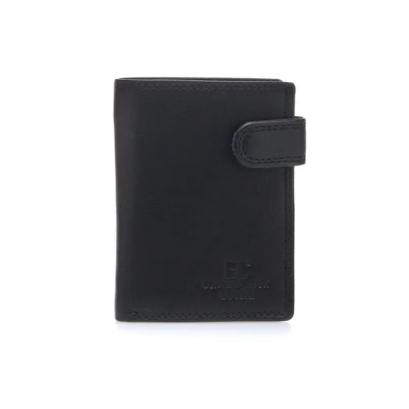 Portafoglio verticale nero da uomo con bottone