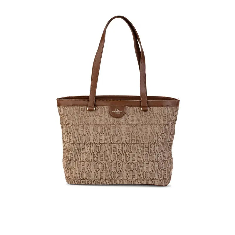 Shopper marrone da donna con scritta logo