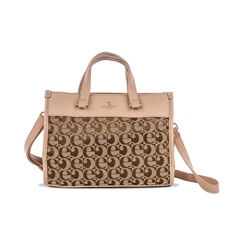 Shopper rosa da donna con tracolla removibile e pattern multi-logo