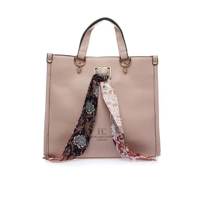Tote bag rosa con dettaglio foulard