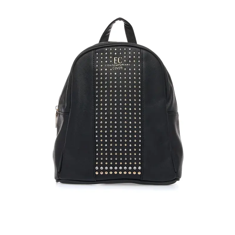 Zainetto nero con strass e borchie