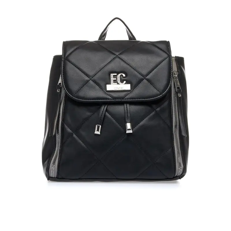 Zainetto nero trapuntato con maxi logo