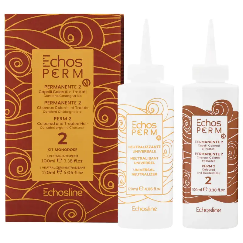 Echos Perm P2 - Kit per permanente per capelli colorati 100ml+120ml