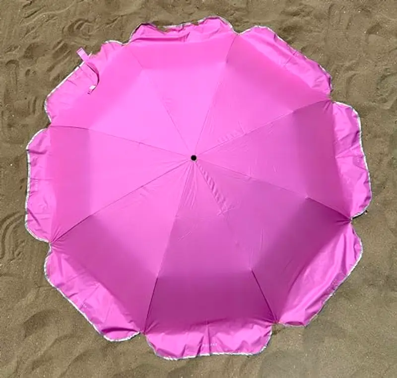 ECLIPSE - Ombrellone da spiaggia pieghevole, perfetto per viaggi, moto, zaino... 1KG, 39CM chiuso -134 Ø, UPF30 (Rosa) miniatura 2