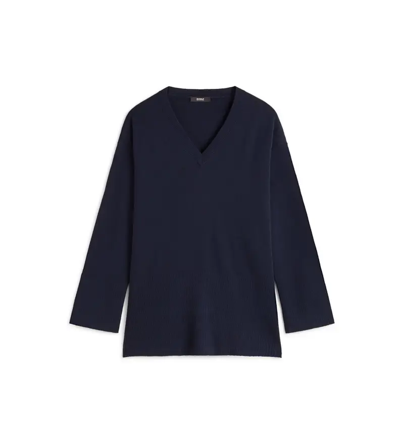 per donna GAKNBERGA0626WW23-161 Maglione al bergamotto blu scuro (S), Casual, Manica lunga, Sostenibile, Navy, Lana Riciclata