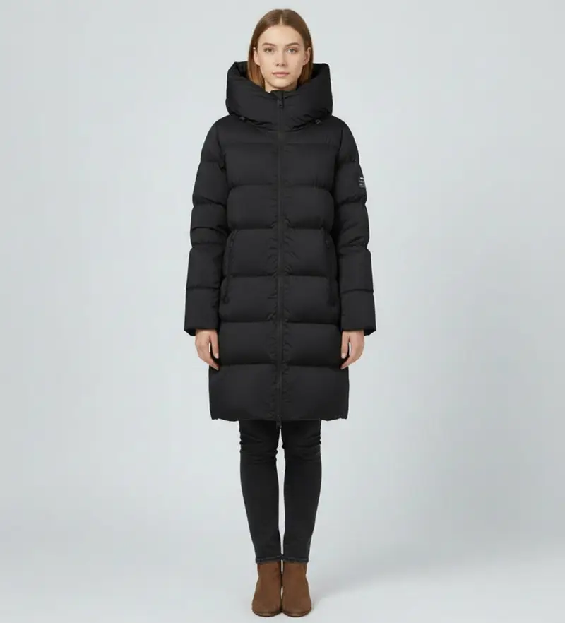 Ecoalf Cappotto nero Manlie per donna in poliestere riciclato