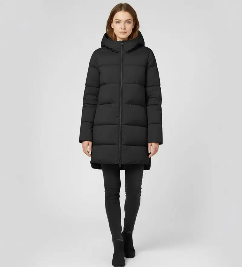 Ecoalf Cappotto nero Marangu per donna in poliestere riciclato