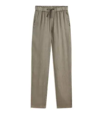 per donna MCWGAPAINDO00710S24-230 Pantaloni Indo marrone verdastro (L), Casual, Verde, Lino