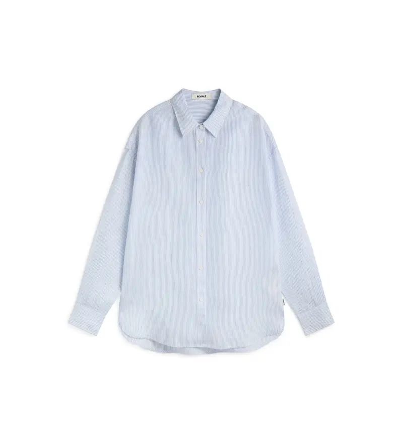 per donna MCWGASRDARIS0709S25-836 Camicia blu Daria (M), Bianco, Casual, Lino, Manica lunga, Sostenibile