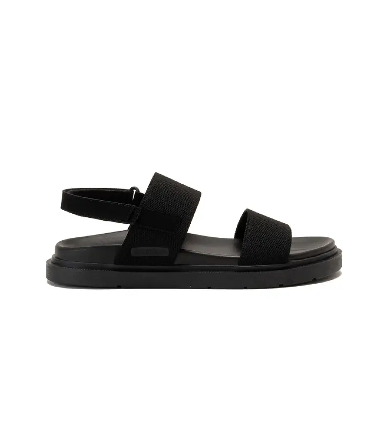 per donna MCWSHSATHAISYR29S24-319 Sandali neri tailandesi (38), Nero, Basso, Velcro, Casual, Sostenibile, Poliestere riciclato