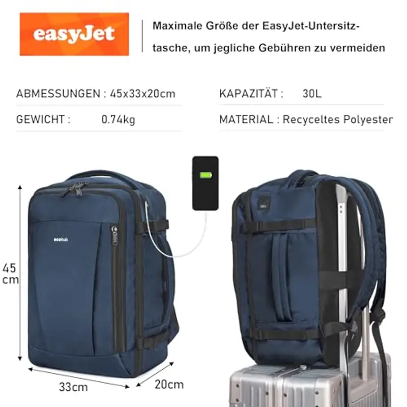 ECOHUB Zaino da viaggio Uomo Blu 1918212 miniatura 2