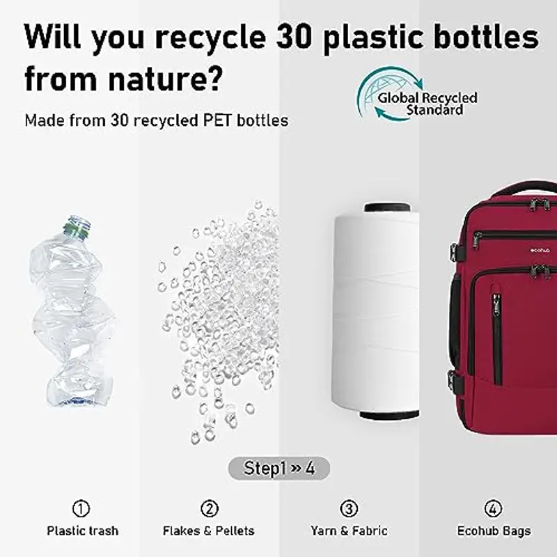 ECOHUB Zaino da viaggio Rosso 1600872 miniatura 3