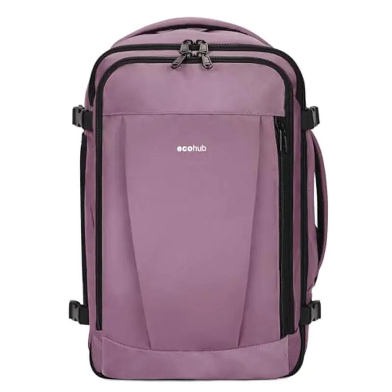 ECOHUB Zaino Ryanair 40x20x25 da Viaggio 13 Tasche Bagaglio a Mano Valigia Sotto il Sedile Maniglia Borsa Aereo Ecologica in PET Riciclato da 20 Litri, Brevettato(Rosa)