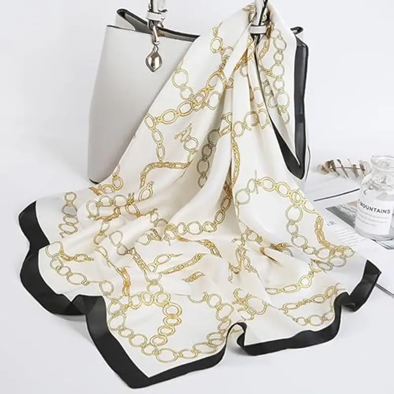 Ecroon Sciarpa in Chiffon seta Foulard Scialle Quadrato Fazzoletti Da Testa Tutte Le Stagioni da Donna Foulards miniatura 2