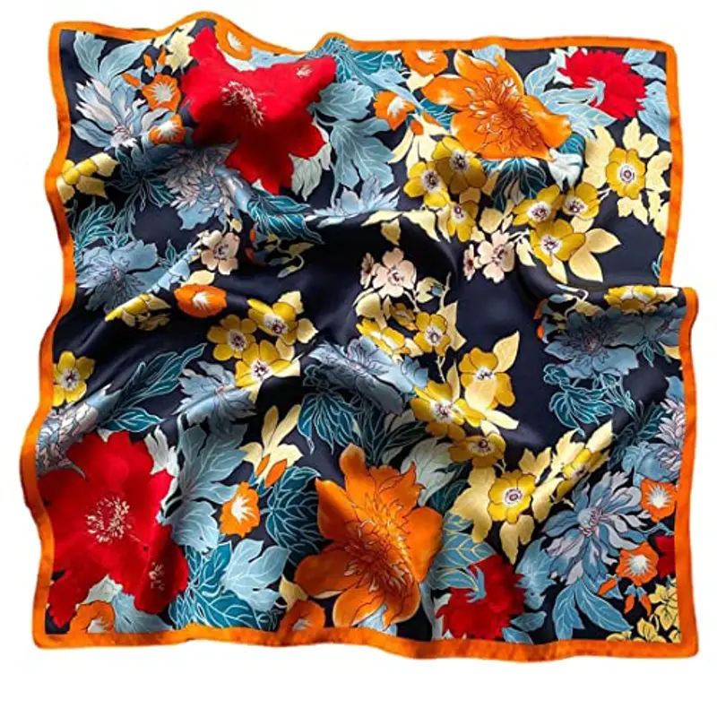 Ecroon Sciarpa seta Foulard Scialle Quadrato Fazzoletti Da Testa Tutte Le Stagioni da Donna Foulards Fazzoletto da collo miniatura 3