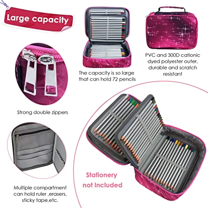EDATOFLY 72 slots Astuccio Matite, Ampia Capacità Borsa per Cancelleria Porta Penne Tasca Custodia Organizzatore Borsa Cancelleria per Teenager, Studenti e Artisti (Stella) miniatura 3