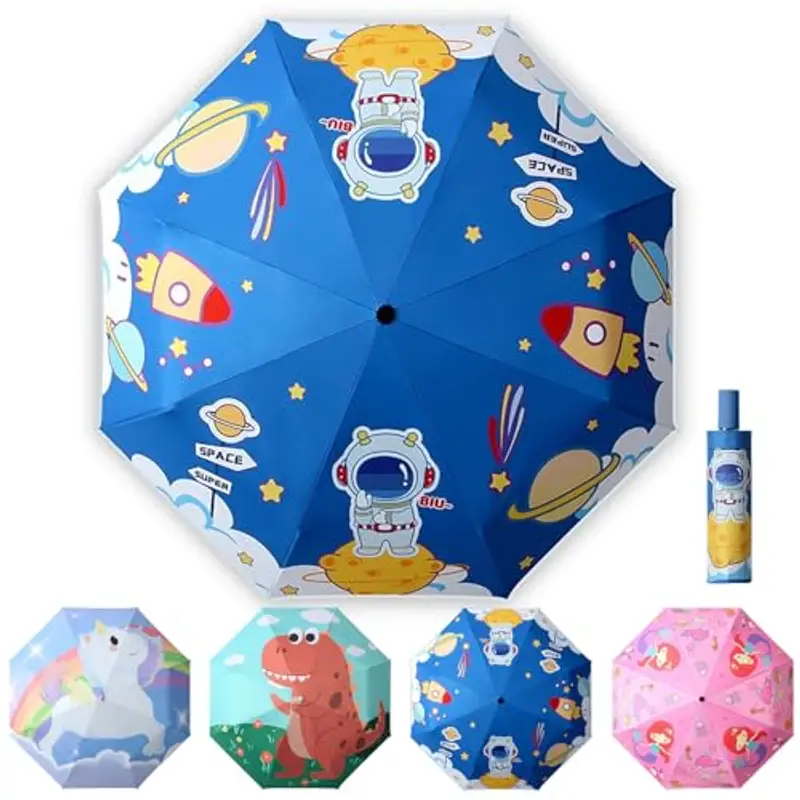 EEPLUYTY Ombrello Per Bambini Con Strisce Riflettenti, Ombrello Pieghevole Per Bambini, Ombrello Per Bambini, Adatto