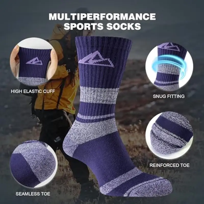 Effeet Calzini Trekking Donna 39-42 35-38, 3 Paia Calzini Sportivi in Cotone Anti-Vesciche Anti-Sudore Traspiranti miniatura 3