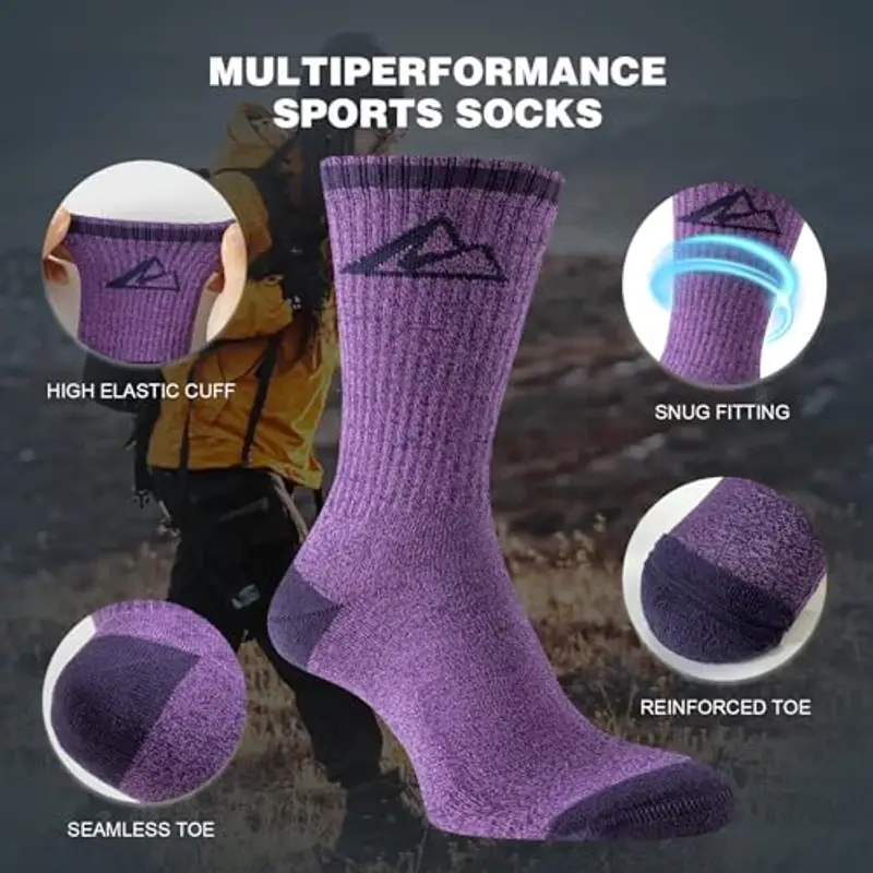 Effeet Calzini Trekking Donna 39-42 35-38, 3 Paia Calzini Sportivi in Cotone Anti-Vesciche Anti-Sudore Traspiranti miniatura 3