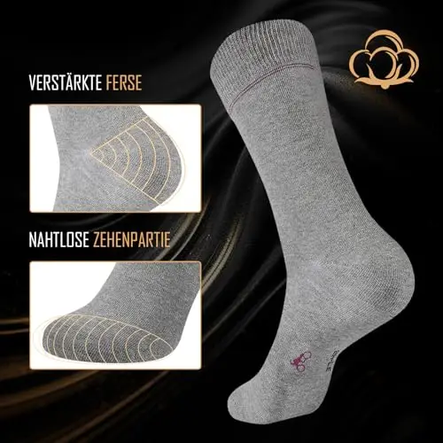 Effeet Calzini Uomo, 6 Paia Classiche Eleganti Calzini in Cotone Traspirante Senza Cuciture, per Ufficio Con Scatola miniatura 3