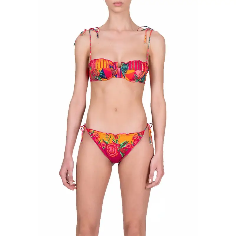 Bikini Ferretto Fiorato Arancione Donna S
