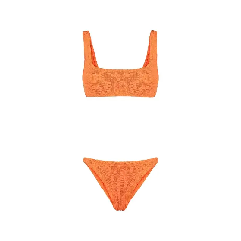 Bikini Top con Slip Fisso Goffrato Arancione Fluo Donna TU