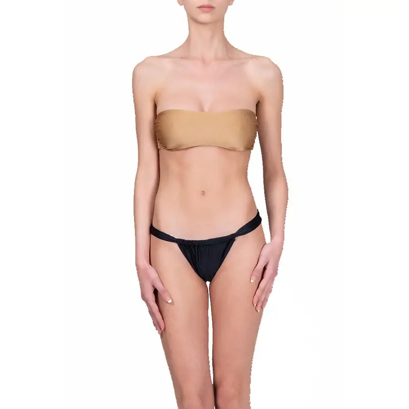 Bikini Top Fascia Oro Nero Donna L