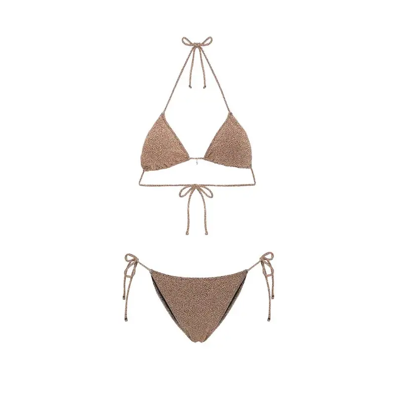 Bikini Triangolo con Slip Regolabile Lurex Gold Donna S