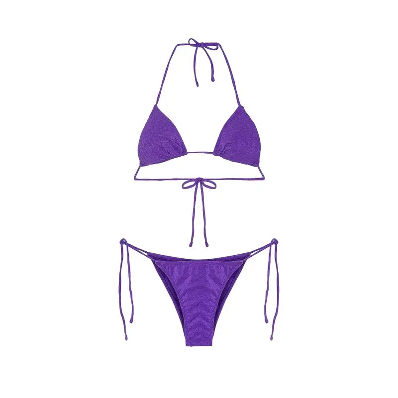 Bikini Triangolo con Slip Regolabile Lycra Crepe Viola Donna L