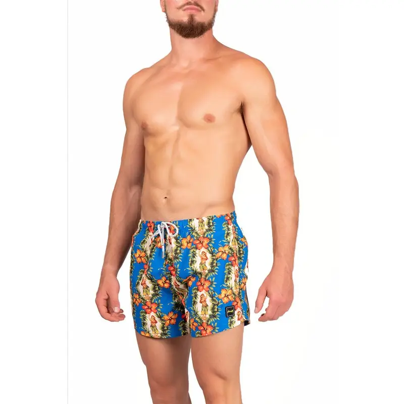 Costume Boxer Fantasia Hawai Azzurro Uomo S