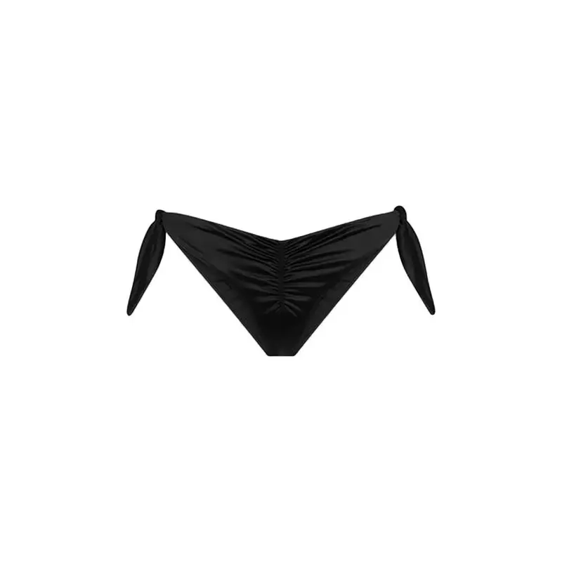 Costume Slip Con Lacci Raso Nero Donna M