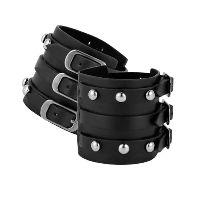 Eigso polsino punk in pelle PU bracciale vintage retrò con rivetti per uomini donne