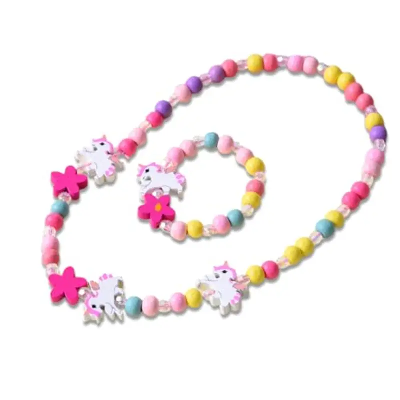 EIHI Bracciale Unicorno Bambina Collana Arcobaleno per Ragazze Bracciale con Unicorno, Bracciale con ciondoli a Forma di Unicorno Collana con Perline di Cristallo Colorate