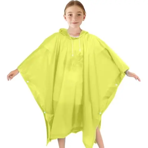 EIYVPRA Impermeabile per Bambini, Poncho da Pioggia con Cappuccio, Eva Unisex per Ragazze e Ragazzi, Riutilizzabile