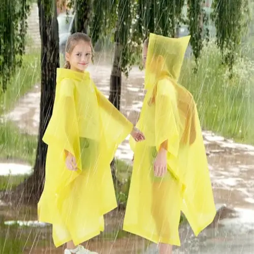 EIYVPRA Impermeabile per Bambini, Poncho da Pioggia con Cappuccio, Eva Unisex per Ragazze e Ragazzi, Riutilizzabile miniatura 3