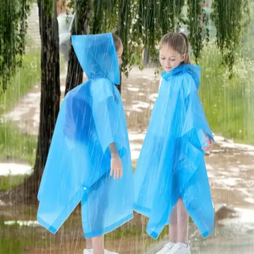 EIYVPRA Impermeabile per Bambini, Poncho Impermeabile da Pioggia per Bambini, Giacca da Pioggia con Cappuccio, Eva miniatura 3