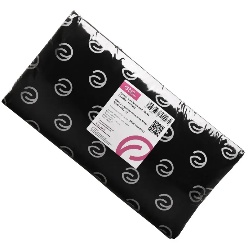 Asciugamani monouso in tessuto non tessuto perforato per parrucchieri, neri, 70x40 cm, 100 pezzi