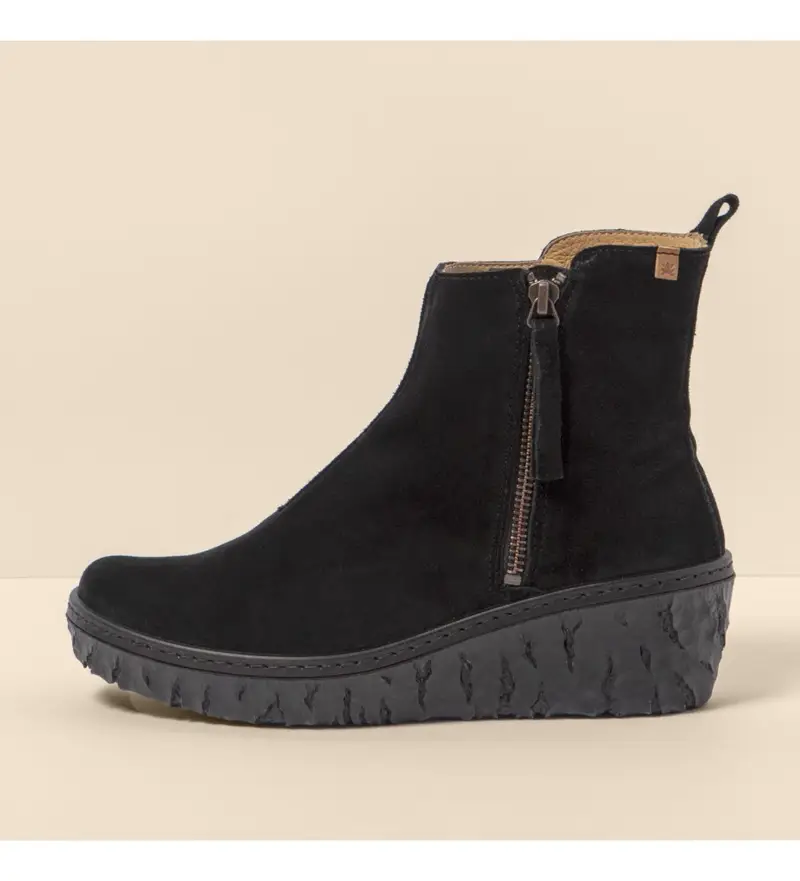 per donna 251671101005_001 Stivaletto in pelle N5167 Camoscio Seta Nero/Mito Yggdrasil (36), Basso, 1 a 3 cm, Cerniera, Casu