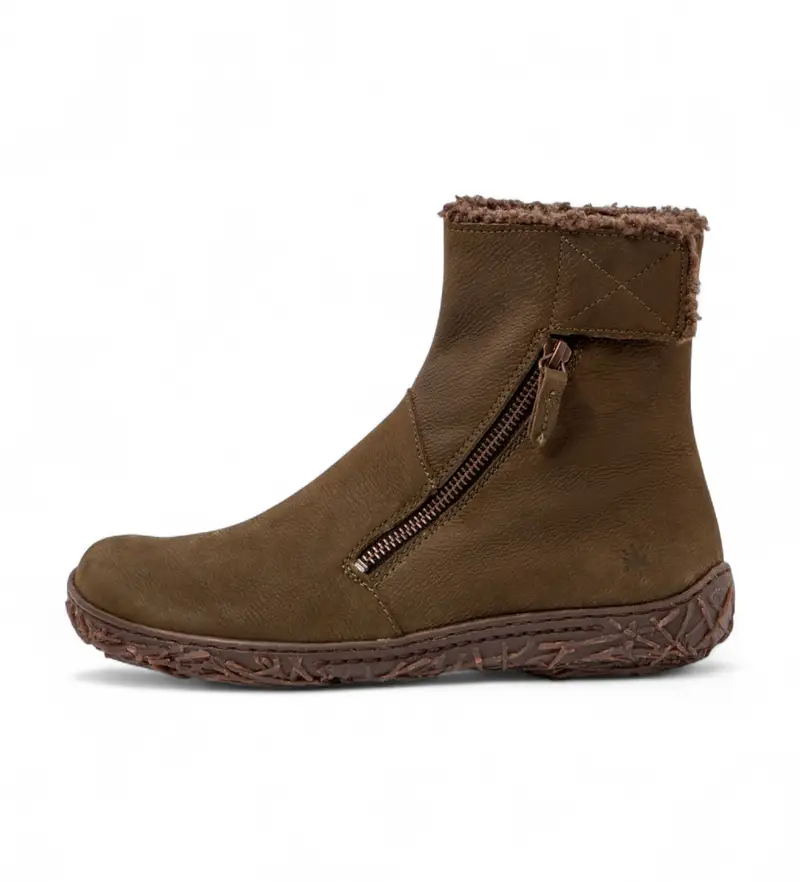 per donna. 2545711FE005_0G3 Stivaletti in pelle verde bosco 54571 (37), Marrone, Basso, Cerniera, Casual