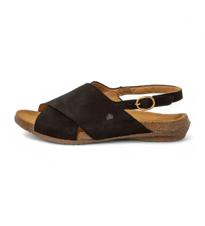 per donna. 255581101005_001 N5558 Sandali in pelle nera Wakataua (36), Nero, Basso, Fibbia, Casual
